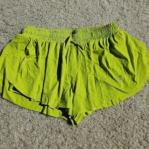 Neon Lime Green Butterfly Athletic Short XL Smocked Waist Running Flowy Athletic